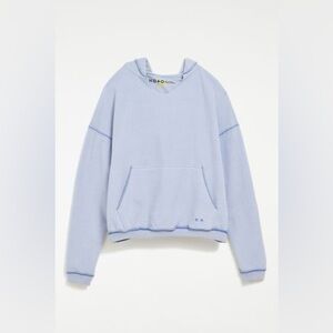 Urban Outfitters KOTO 0.036 Notched Fleece Hoodie Sweatshirt in Medium Blue